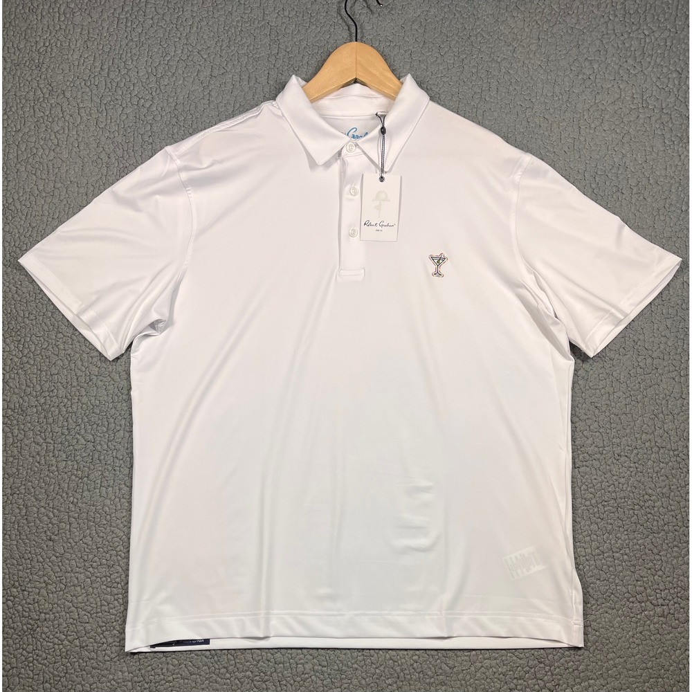 Robert Graham Martini Time White Performance Polo Shirt RSS247000CF Mens XL NWT
